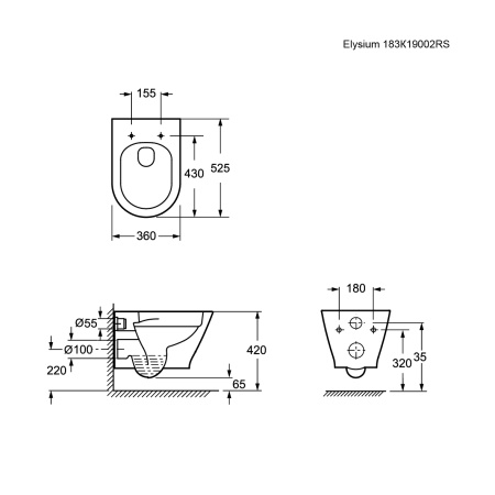 Унитаз подвесной Ambassador Elysium 183K19002RS белый с сиденьем микролифт каскадный смыв